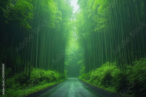 a captivating bamboo forest in izus shuzenji showcasing tall slender stalks and lush greenery ideal as a serene backdrop for peaceful moments or promotional copy photo