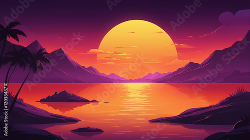 A sunset gradient blending golden yellow, fiery red, and deep purple for warmth and passion