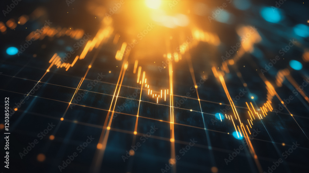 Fototapeta premium Abstract business Financial charts show a significant increase in profits in the stock market.This is driven by higher interest rates and continued growth. In the innovation world network of financial