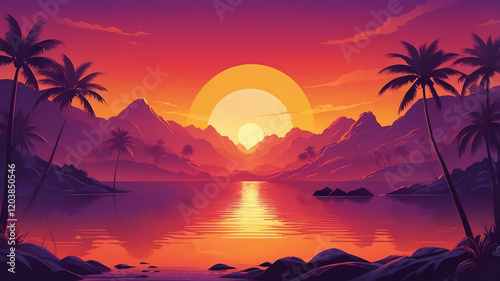 A sunset gradient blending golden yellow, fiery red, and deep purple for warmth and passion