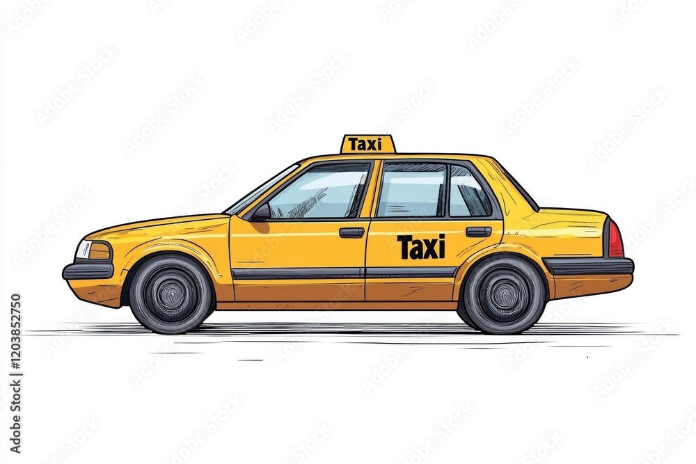 Taxi isolated on white background. Taxi icon. Cab isolated on white. Cab icon. Cab Car. Taxi Car Isolated element on white for Designers. Isolated Taxi Design Element. Cab Car Isolated on white.