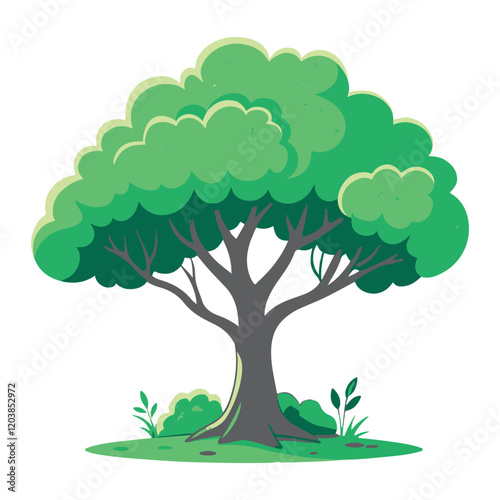 A minimalist tree vector icon with clean lines, symbolizing nature, growth, and sustainability, perfect for digital and print designs.