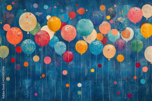 Colorful balloons and confetti create a festive atmosphere for celebrations a...