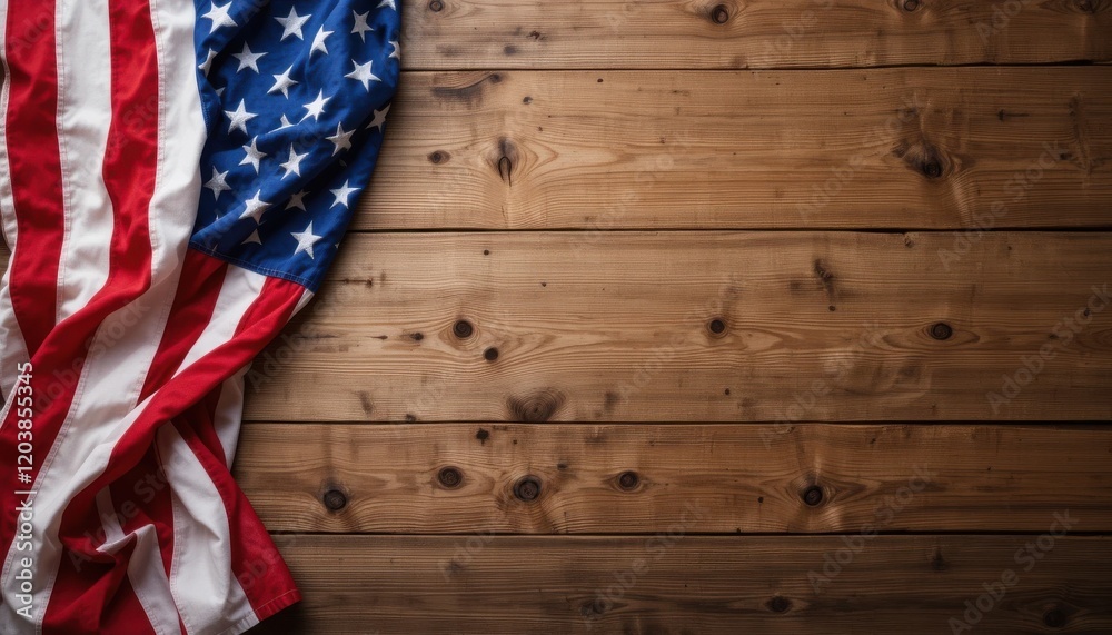 American flag , United state flag wooden background