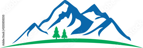  mountain sun and water vector logo. illustration of a mountain landscape