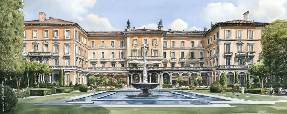 Fototapeta premium Grand Hotel Courtyard Fountain