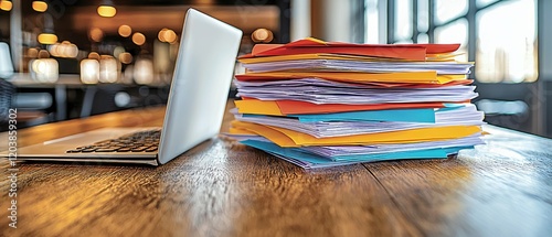Business Tax Filing Setup Office Space Document Arrangement Bright Environment Close-Up View Efficiency Concept