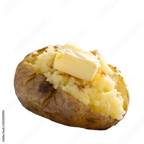 baked potato with butter on transparent background