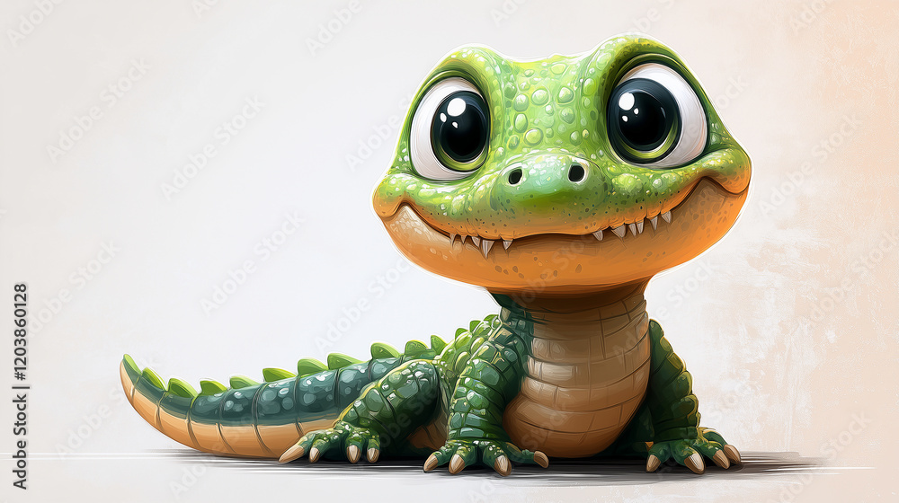 Obraz premium crocodile green beautiful cute on a white background cartoon