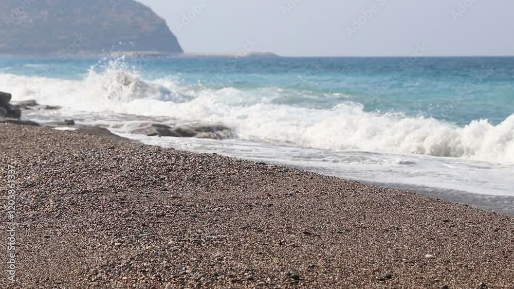 Sea Waves in Antalya Beach, Mediterranean Sea Waves in Antalya Beach, Mediterranean