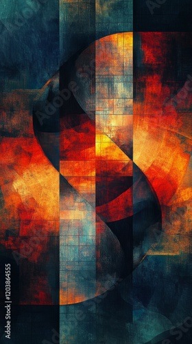 Colorful geometric abstract design with vibrant shapes and patterns