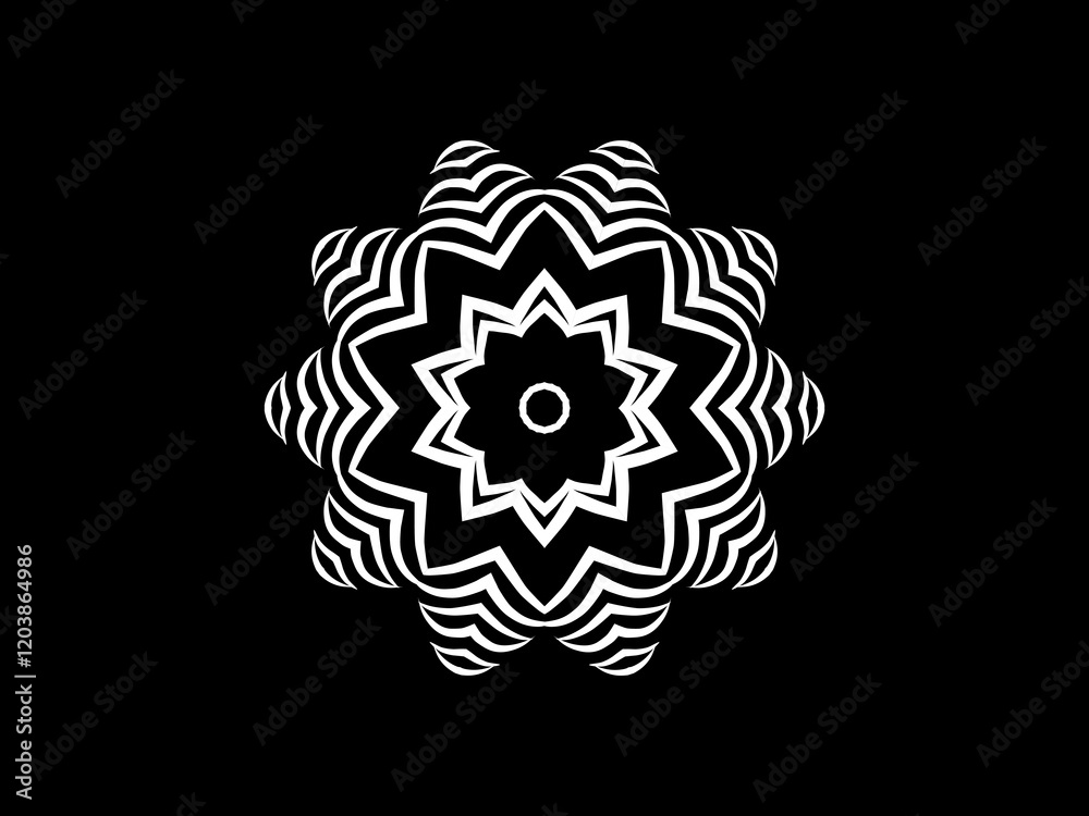 Black and white caleidoscope classic gradient flower art pattern of traditional tenun batik ethnic dayak ornament for wallpaper ads background sticker or clothing Black and white caleidoscope classic gradient flower art pattern of traditional tenun batik ethnic dayak ornament for wallpaper ads background sticker or clothing
