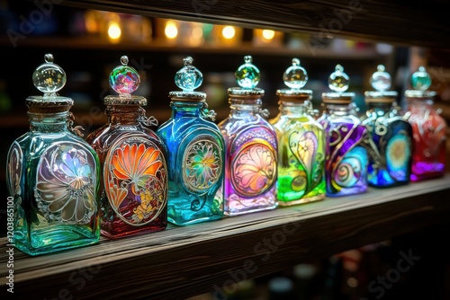 a diy decorative bottle project featuring various glass bottles painted and photo