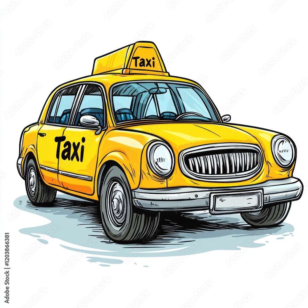 Taxi isolated on white background. Taxi icon. Cab isolated on white. Cab icon. Cab Car. Taxi Car Isolated element on white for Designers. Isolated Taxi Design Element. Cab Car Isolated on white.