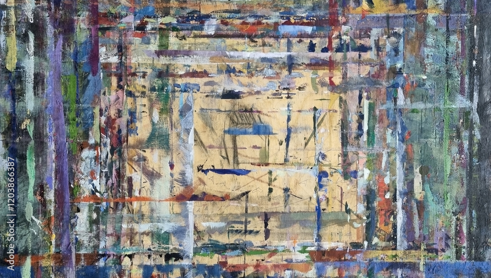 Obraz premium Abstract painting on craft paper with brushstrokes of different colors. Illustration for background