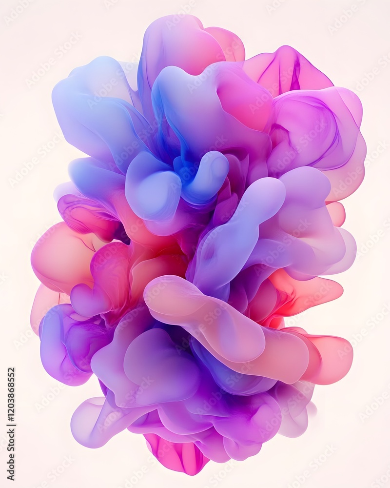 Fototapeta premium A colorful, abstract design featuring fluid shapes in pink and purple tones.