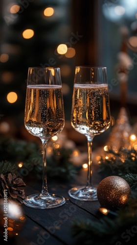 Toasting with sparkling beverages in a cozy, festive setting