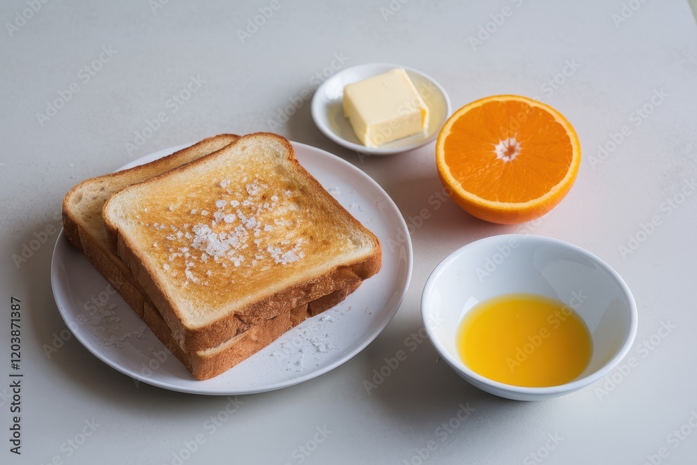 Salted Toast Butter Orange Juice Breakfast Salted Toast Butter Orange Juice Breakfast