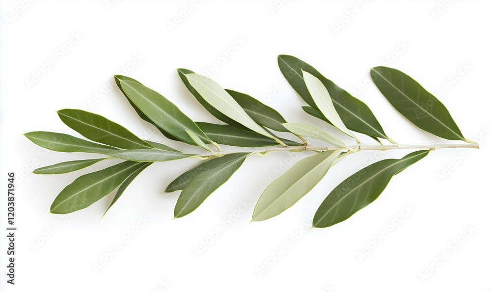 Fresh Green olive branch leaves isolated on white background Fresh Green olive branch leaves isolated on white background