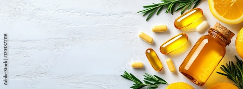 Vitamin And Supplement Banner With Natural Ingredients