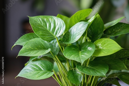 Indoor leafy green plant with vibrant glossy leaves enhancing home decor