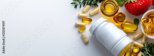 Vitamin And Supplement Banner With Natural Ingredients