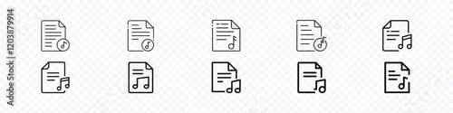 Write Lyrics line icon. Song lyrics or music sheet line icon, Lyrics icons, Document file and music note outline vector icon