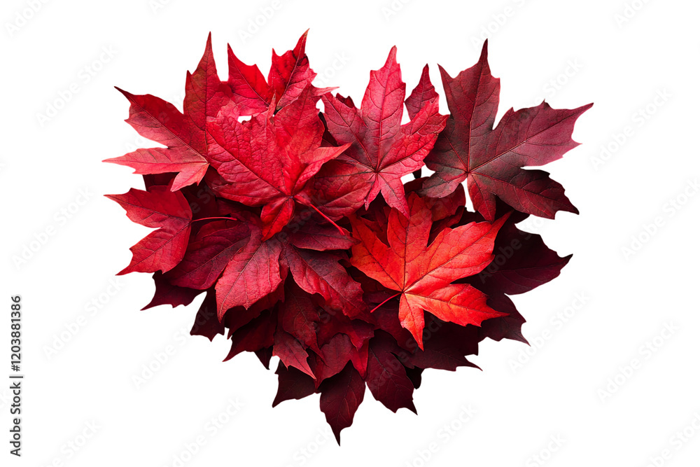Red autumn leaves isolated on a transparent background, png image, cut out Red autumn leaves isolated on a transparent background, png image, cut out
