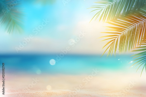 A blurred summer background with vibrant colors, offering a versatile backdrop for seasonal themes photo