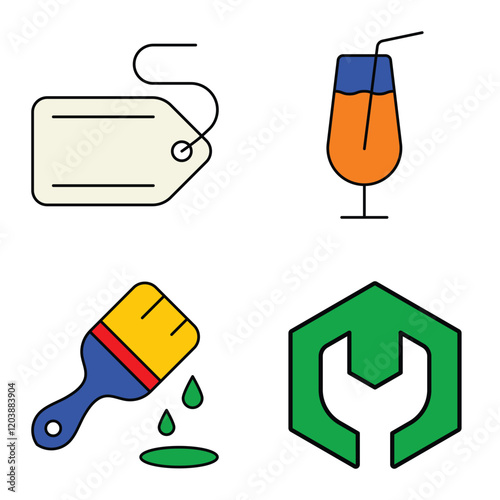Modern Icons Flat Icon Set Isolated On White Background