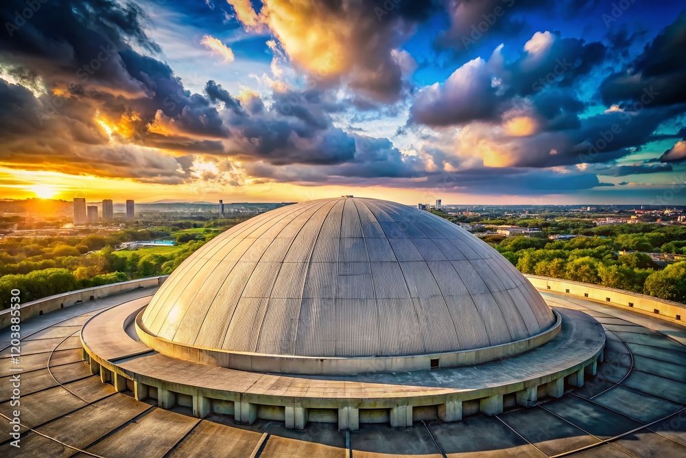Fototapeta premium Modernist Concrete Radar Dome Architectural Photography - Futuristic Building Exterior
