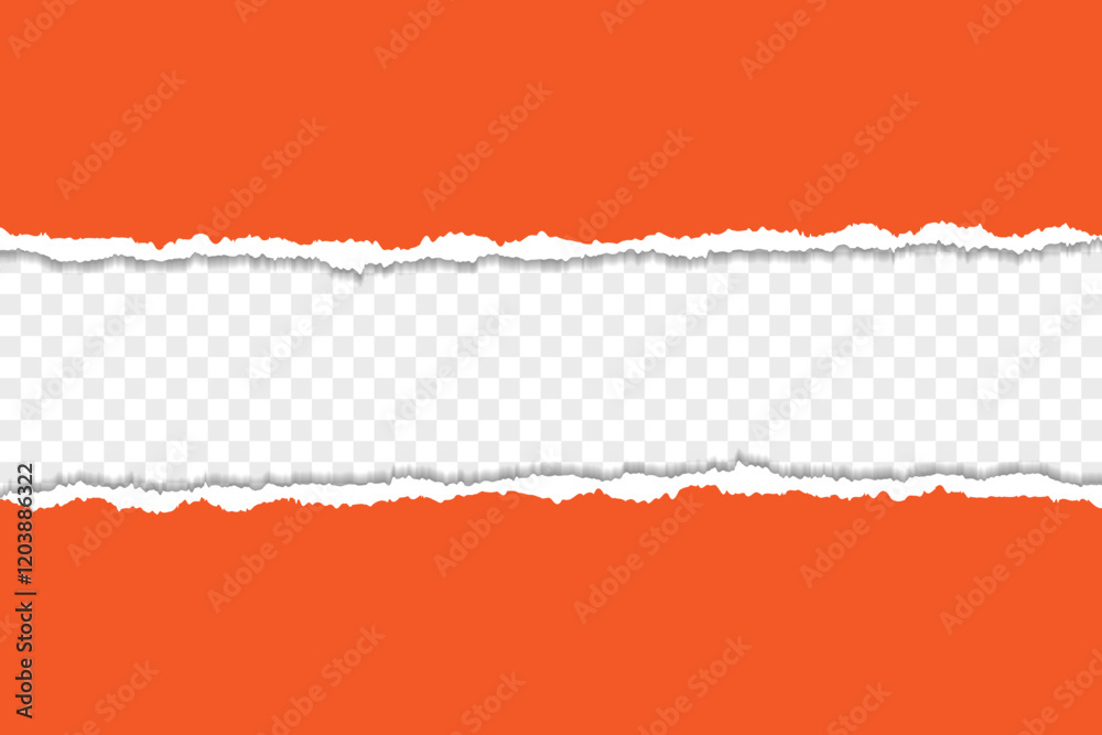 Vibrant Orange Torn Paper Edge with Transparent Background for Creative Designs