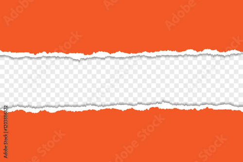 Vibrant Orange Torn Paper Edge with Transparent Background for Creative Designs
