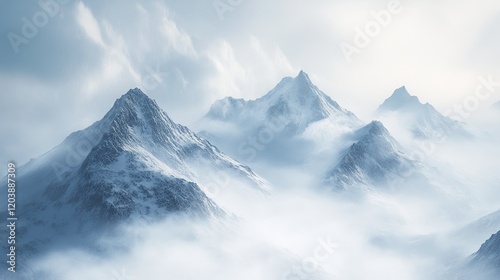 Wallpaper Mural A snowy mountain range with biting winds and a stark, cold atmosphere. Torontodigital.ca
