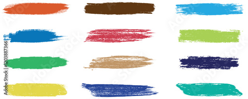 Set of colorful brush stroke. ink lines, Grunge Paint stripe. Vector grungy paint brush strokes collection, Hand drawn