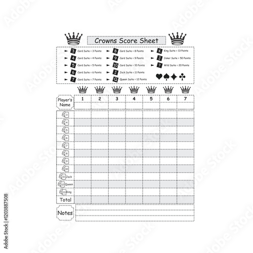 Vector illustration of crown score sheet