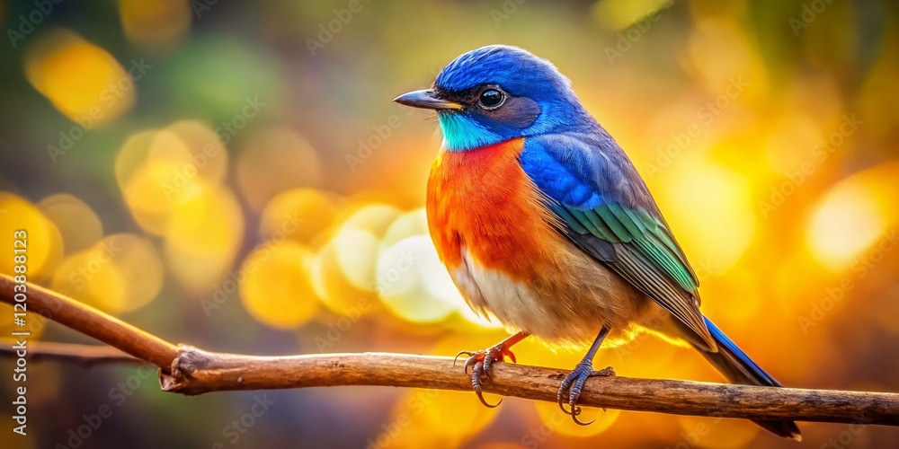 Morning Light Bird on Branch - Detailed Tilt-Shift Wildlife Photography Morning Light Bird on Branch - Detailed Tilt-Shift Wildlife Photography