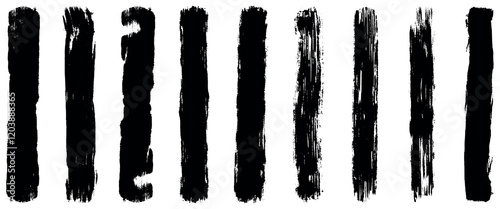 Brush strokes vector collection, black ink lines, Grunge Paint stripe. Vector grungy paint brush strokes collection, Black ink brush art