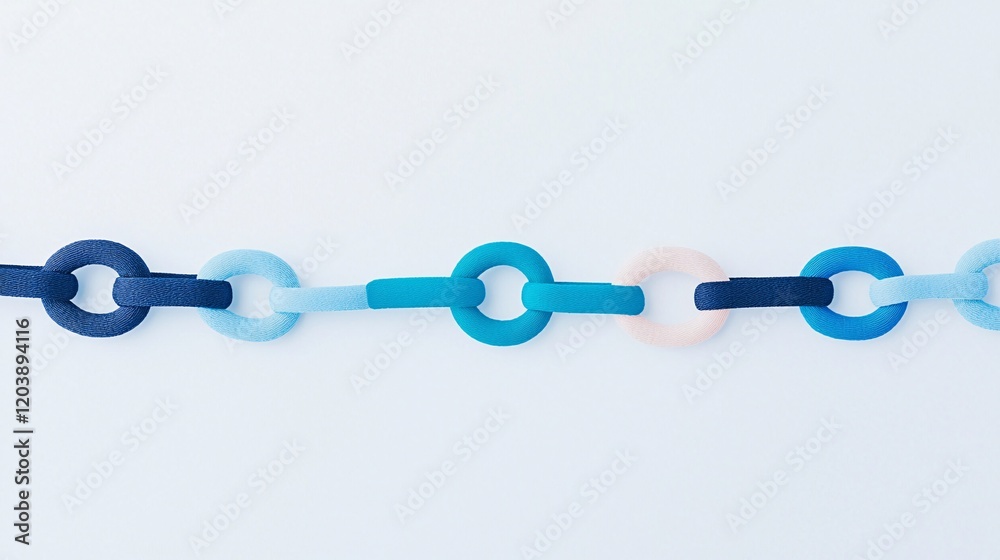 Obraz premium Creative connection exploring a chain of colorful links studio space graphic design minimalist environment close-up perspective dynamic conceptual art