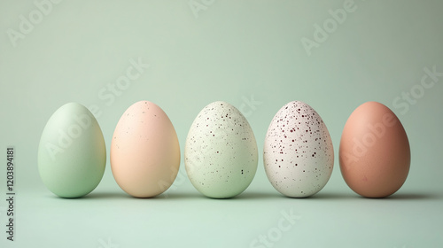 speckled easter eggs on light green background