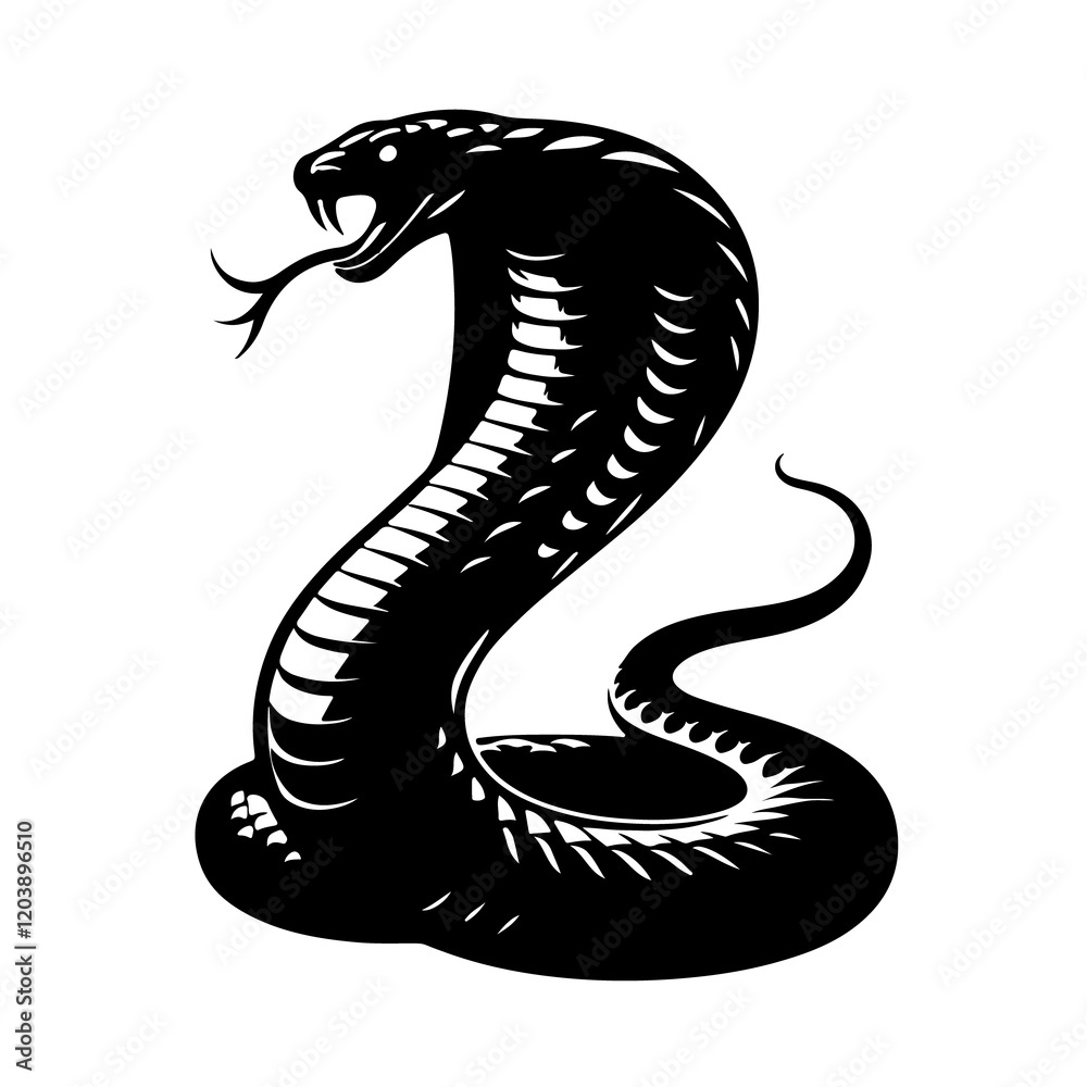Fototapeta premium King Cobra black Silhouette the white background