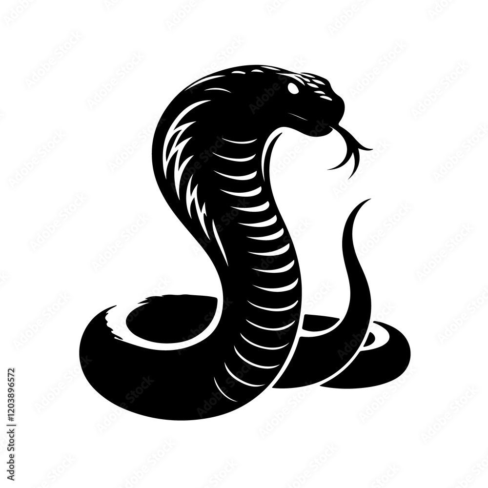 Fototapeta premium King Cobra black Silhouette the white background