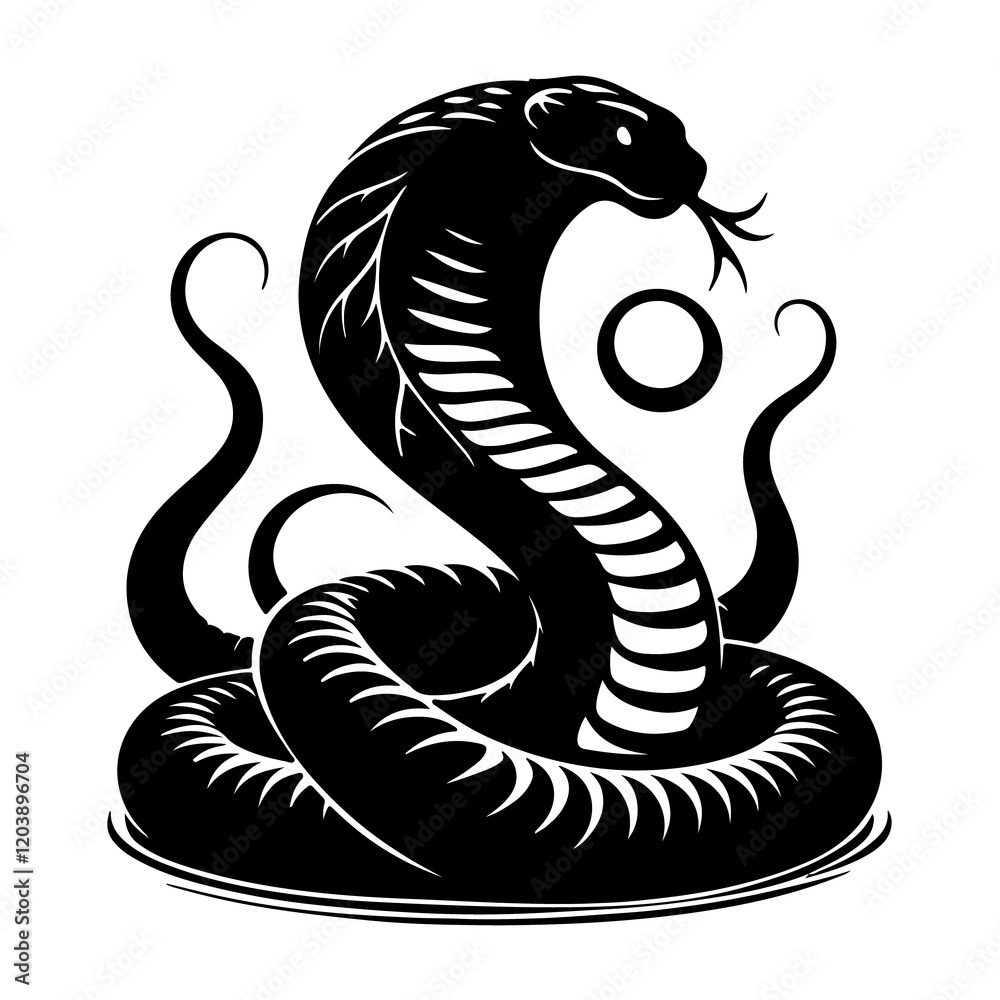 Fototapeta premium King Cobra black Silhouette the white background
