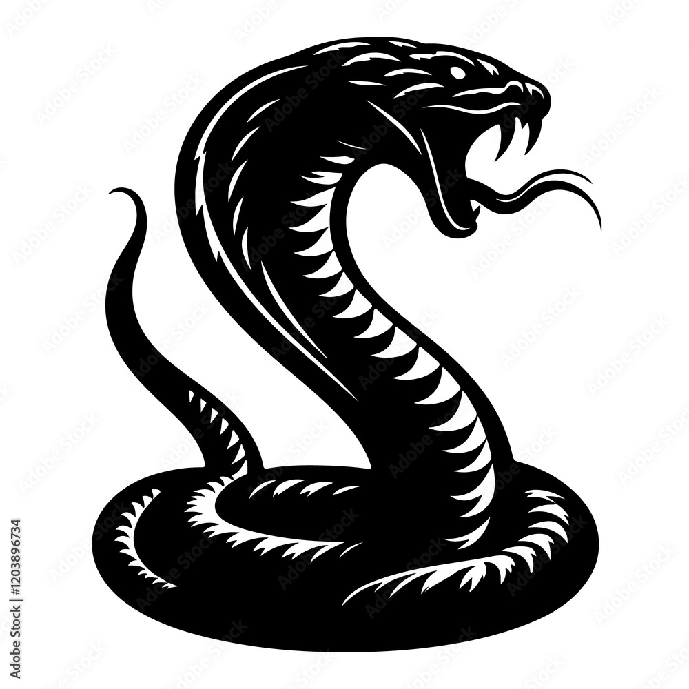 Fototapeta premium King Cobra black Silhouette the white background
