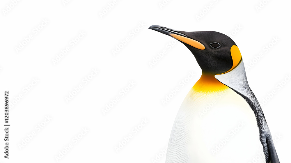 Fototapeta premium King penguin portrait, isolated on white background, ideal for wildlife documentaries and educational materials