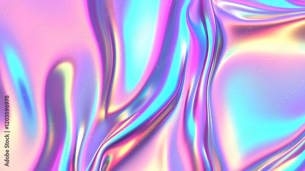 Fototapeta premium Abstract iridescent holographic background. Fluid, vibrant, pastel colours swirl in a dynamic pattern perfect for modern designs.