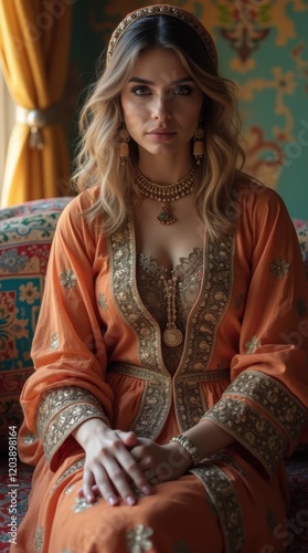 Woman in Traditional Middle Eastern Attire