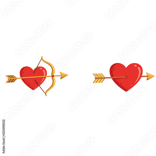 Modern Cupid's Arrow Piercing a Heart with Golden Accents – Perfect for Valentine’s Day Logos and Digital Stickers photo