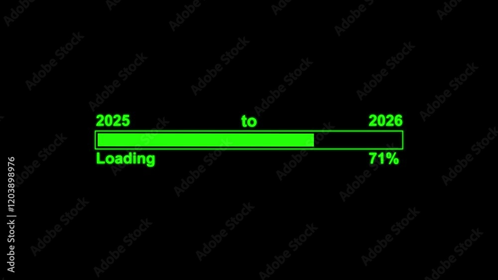 Year changing concept. Loading bar from 2025 to 2026 new year transfer animation. Year changing concept. Loading bar from 2025 to 2026 new year transfer animation.