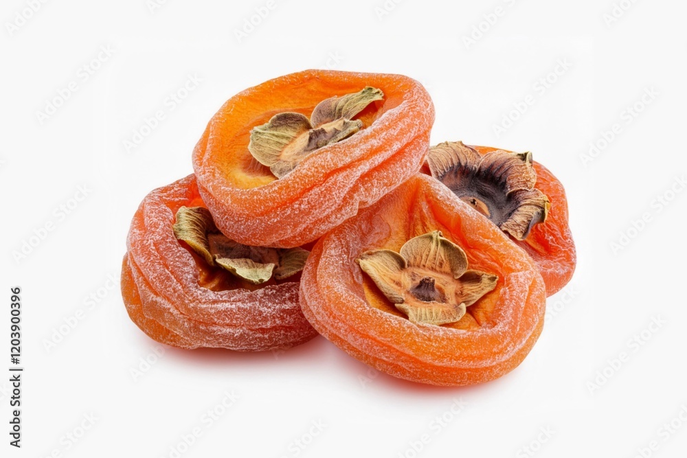 Dried persimmon isolated on white background with clipping path and full depth of field Dried persimmon isolated on white background with clipping path and full depth of field